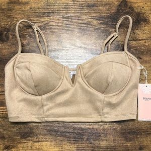 Tan padded crop top